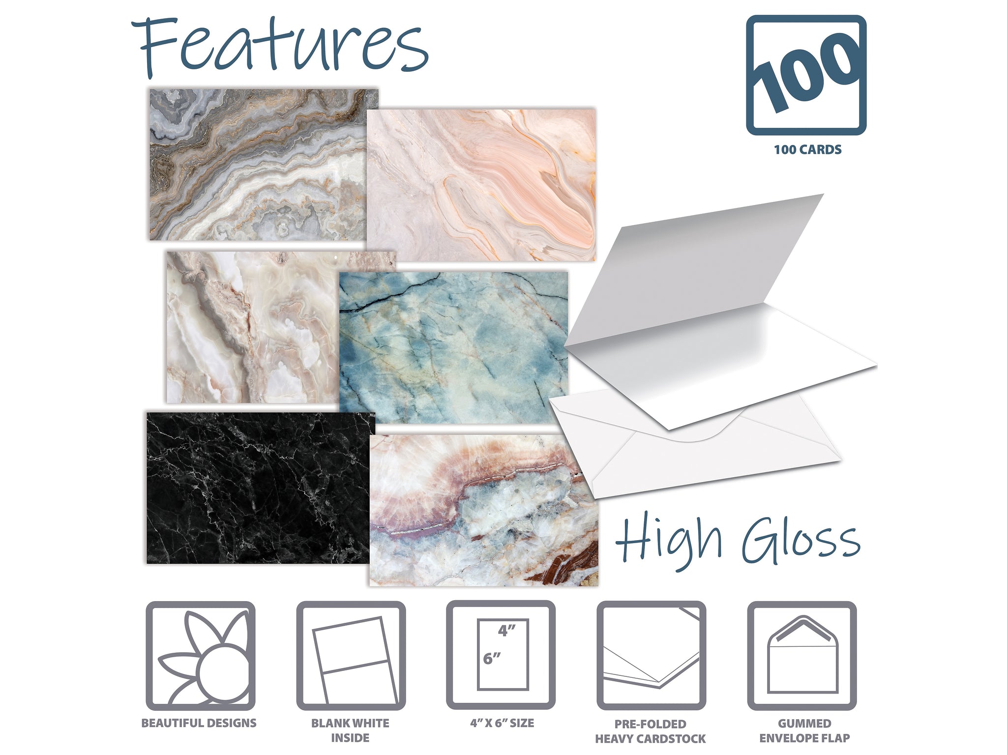 Better Office Natural Stone Cards with Envelopes, 4