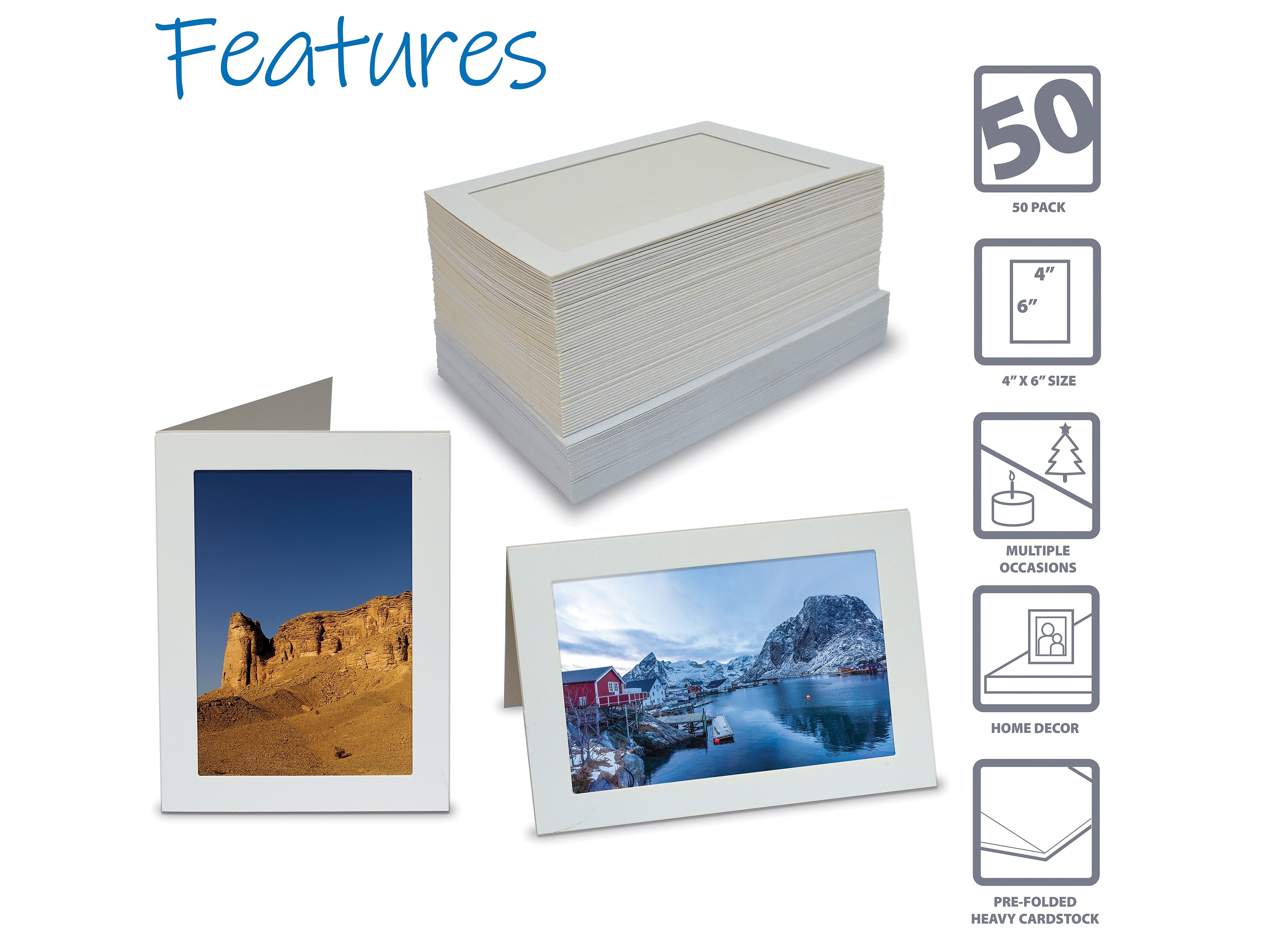 Better Office Photo Frame Note Cards with Envelopes, 4.75