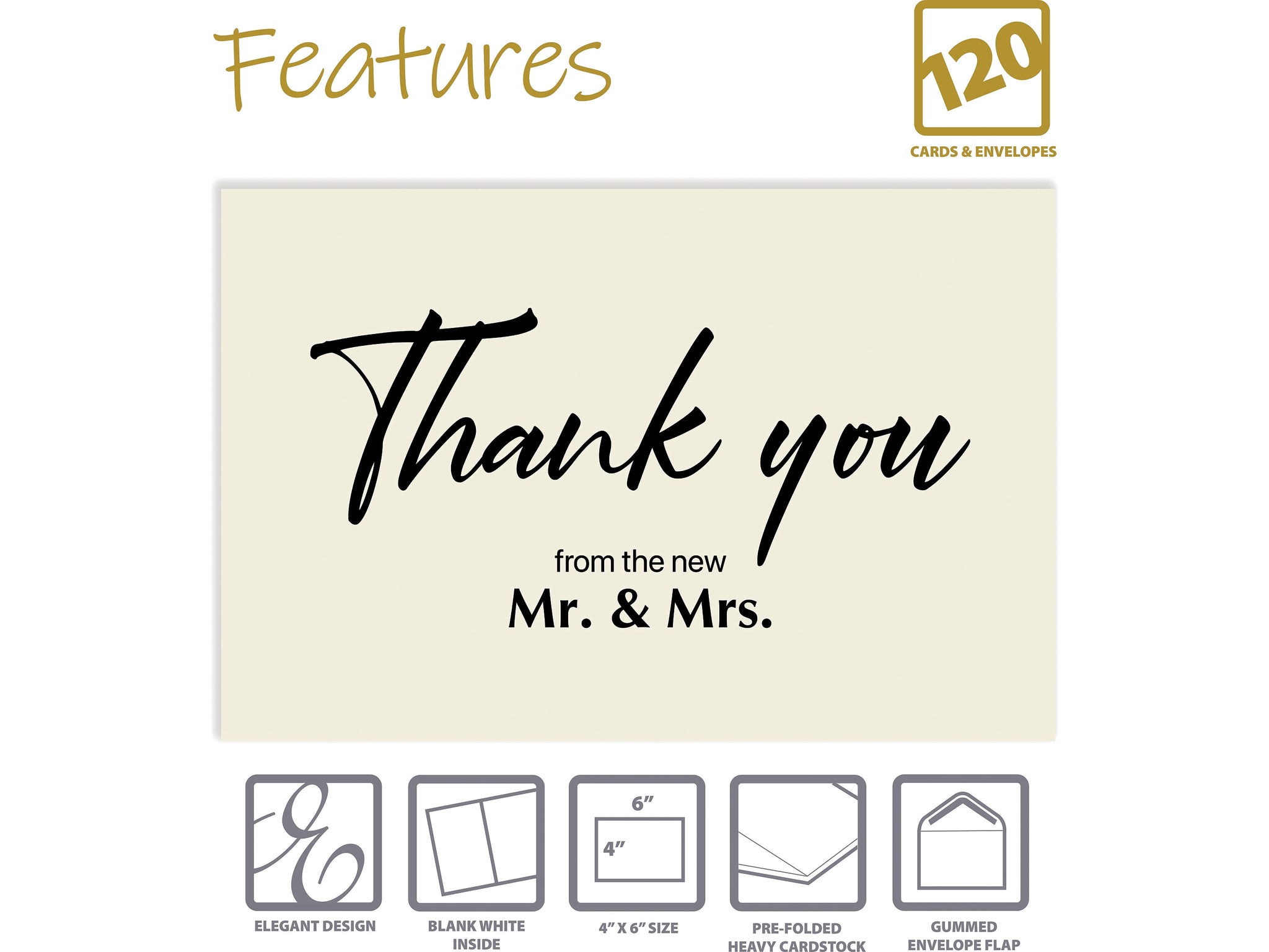 Better Office Wedding Thank You Cards with Envelopes, 4