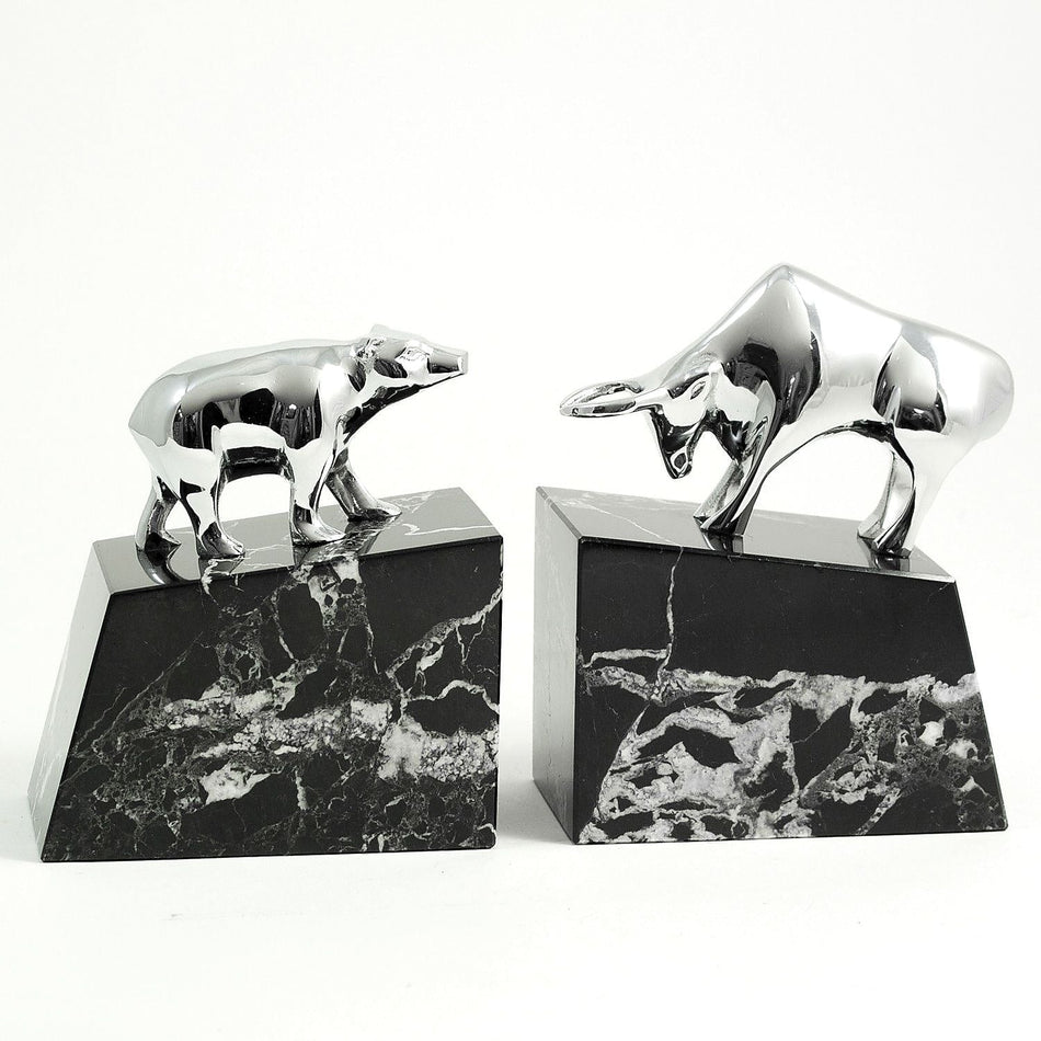 Bey-Berk Bull and Bear Book Ends, 6.5"H, Black