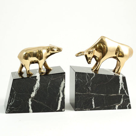 Bey-Berk Wall Street Book Ends, 6.5"H, Gold