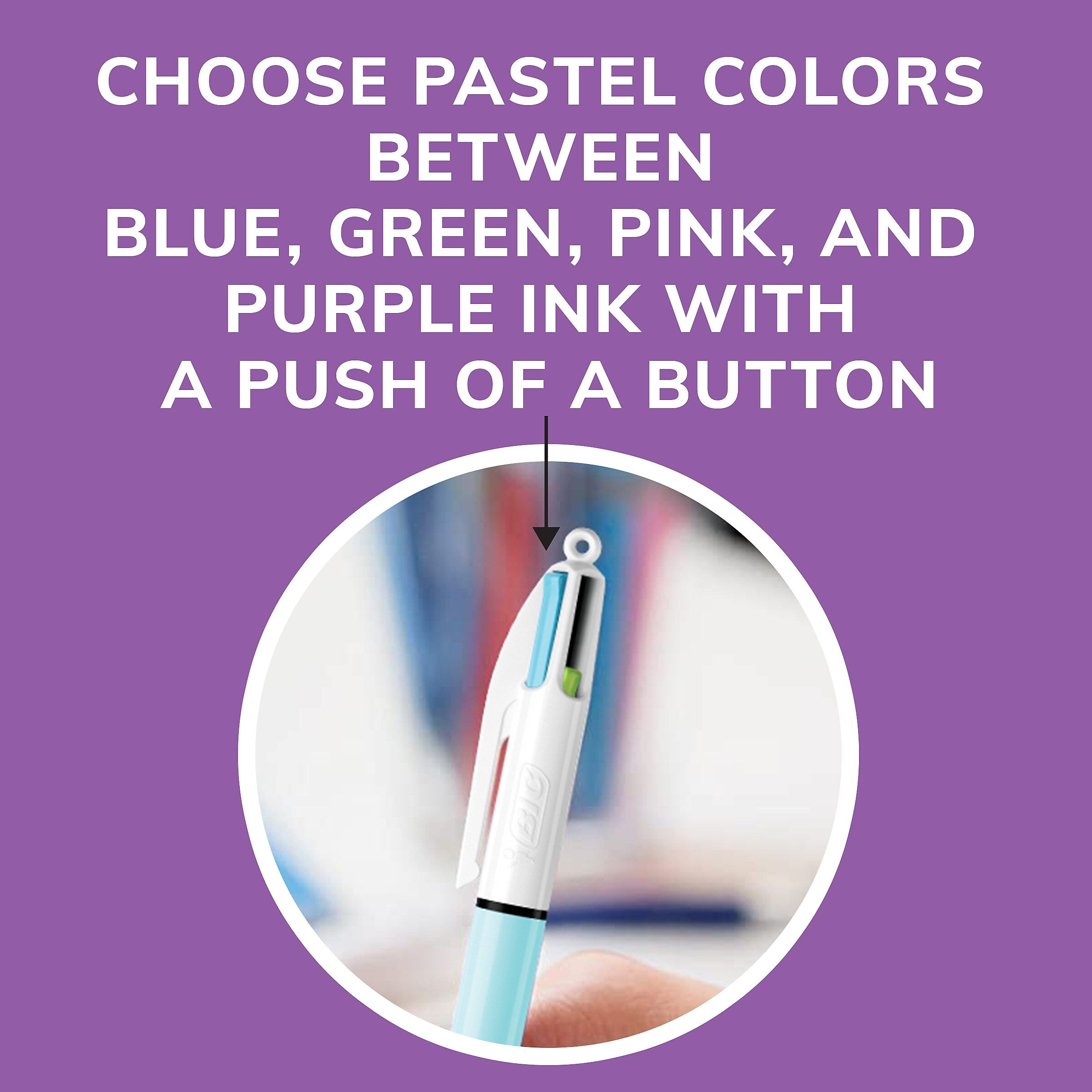 BIC 4-Color Ballpoint Retractable Pen, Medium Point, Assorted Ink, 2/Pk