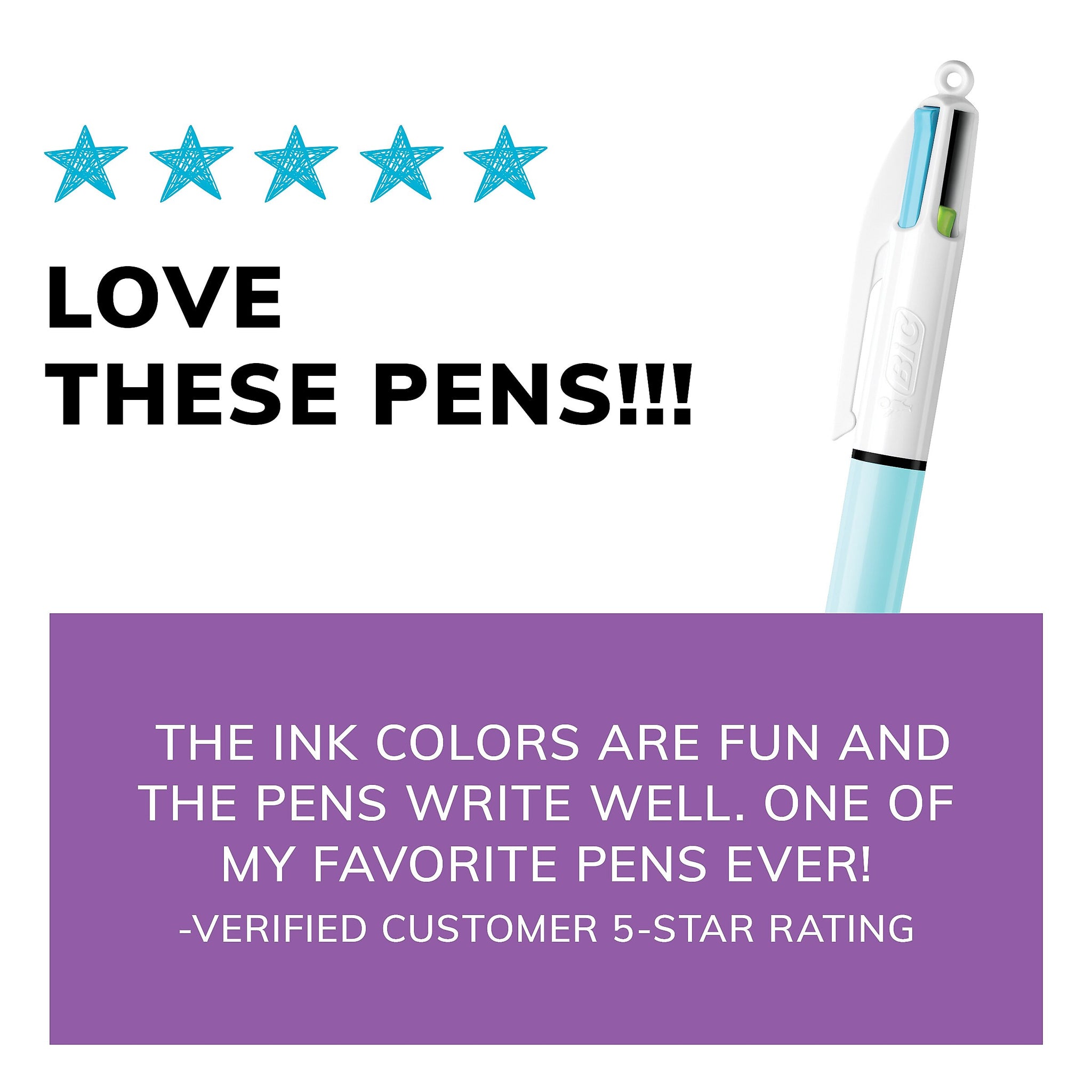 BIC 4-Color Ballpoint Retractable Pen, Medium Point, Assorted Ink, 2/Pk