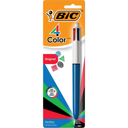 BIC 4-Color Retractable Ballpoint Pen, Medium Point, Multicolor Ink