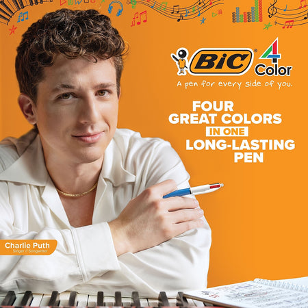 BIC 4-Color Retractable Ballpoint Pen, Medium Point, Multicolor Ink