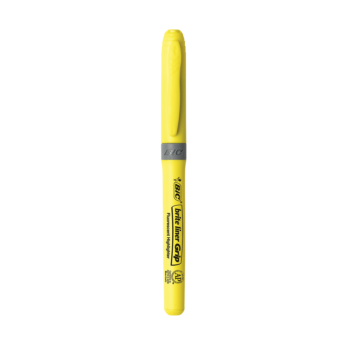 BIC Brite Liner Highlighters with Grip, Chisel Tip, Yellow, 5/Pack