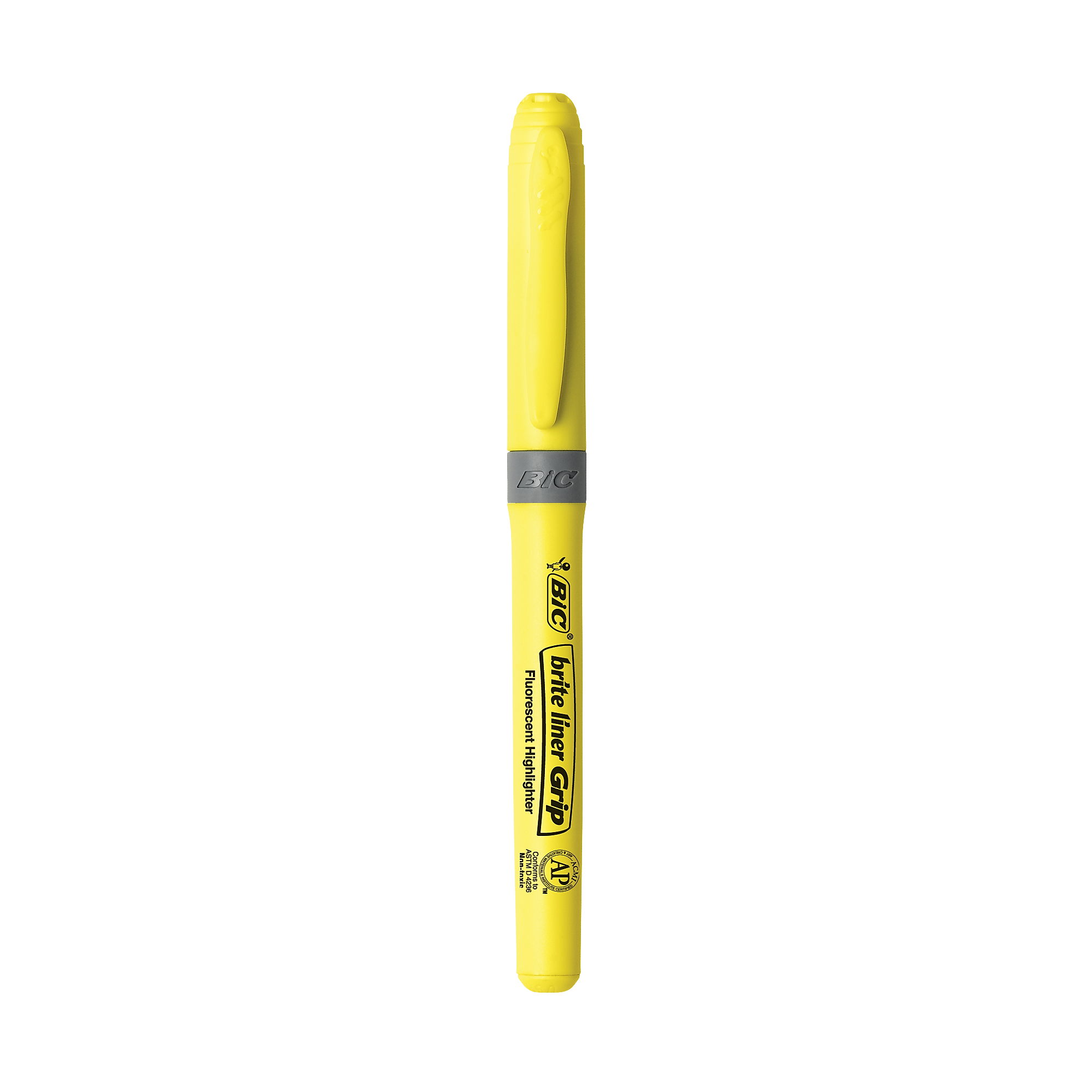 BIC Brite Liner Highlighters with Grip, Chisel Tip, Yellow, 5/Pack