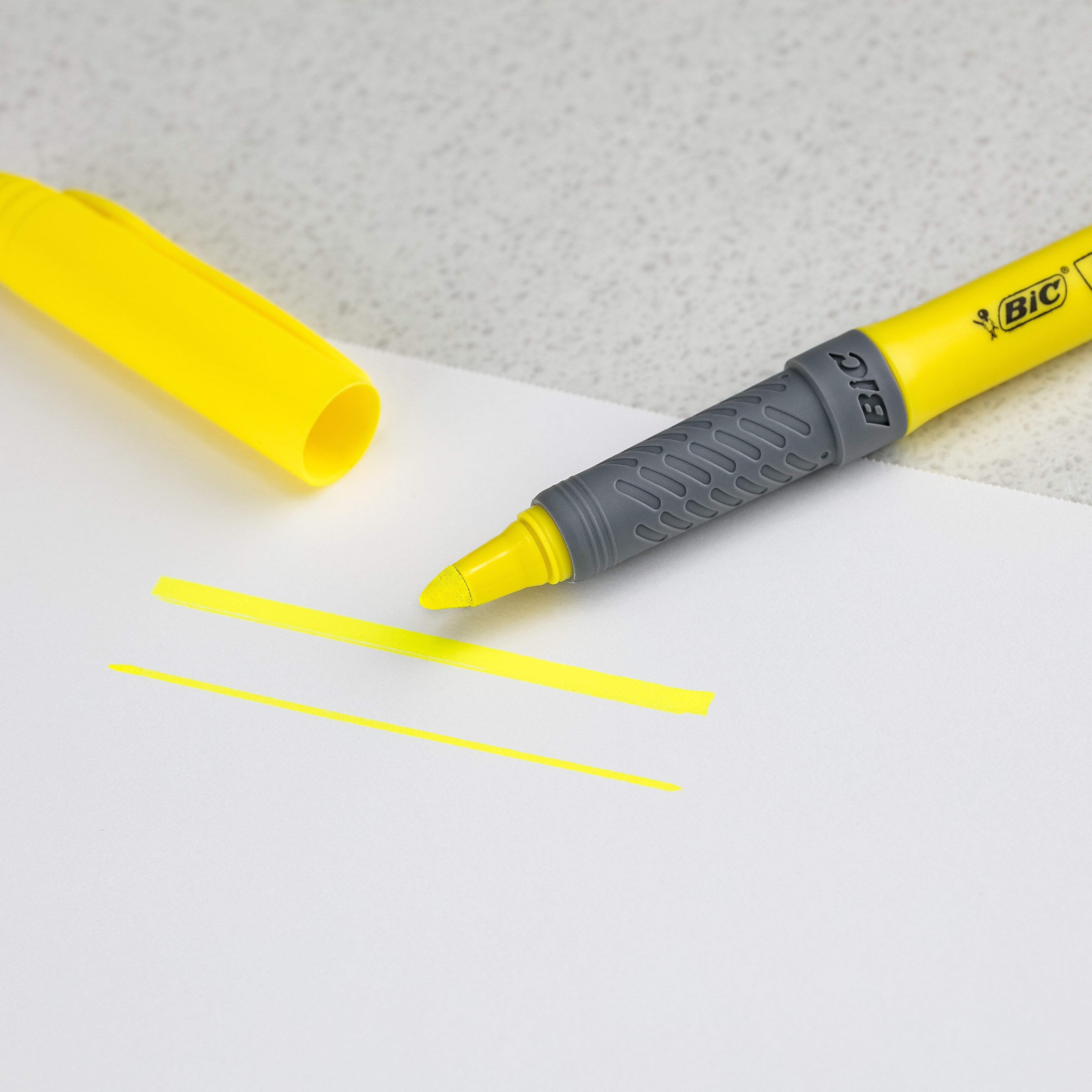 BIC Brite Liner Highlighters with Grip, Chisel Tip, Yellow, 5/Pack