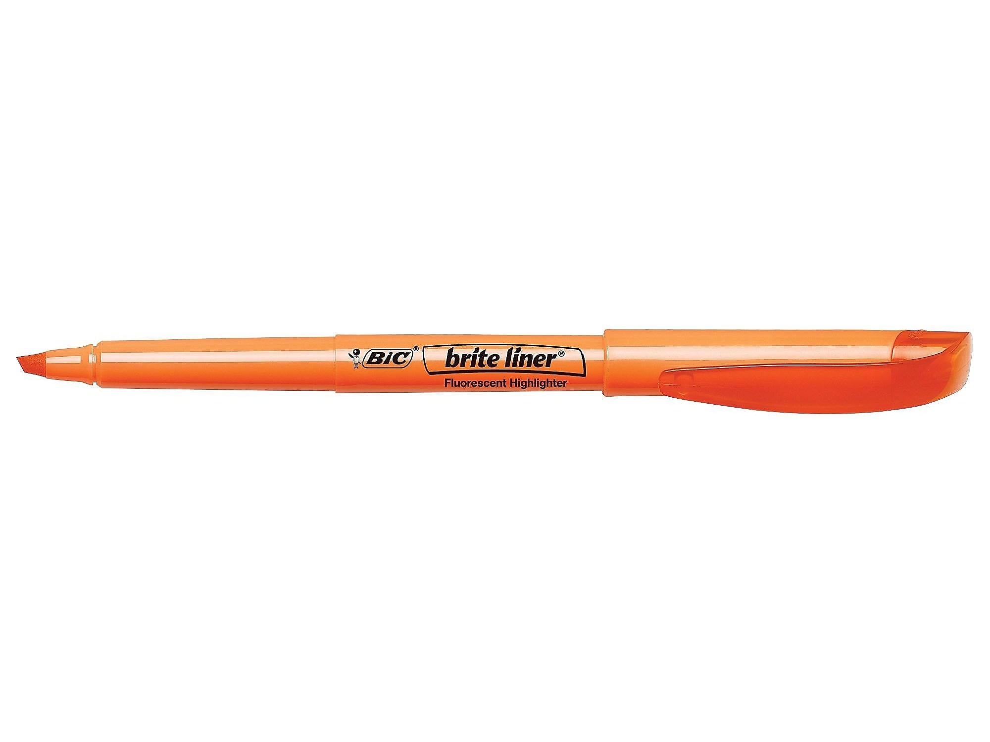 BIC Brite Liner Stick Highlighter, Chisel Tip, Orange, Dozen