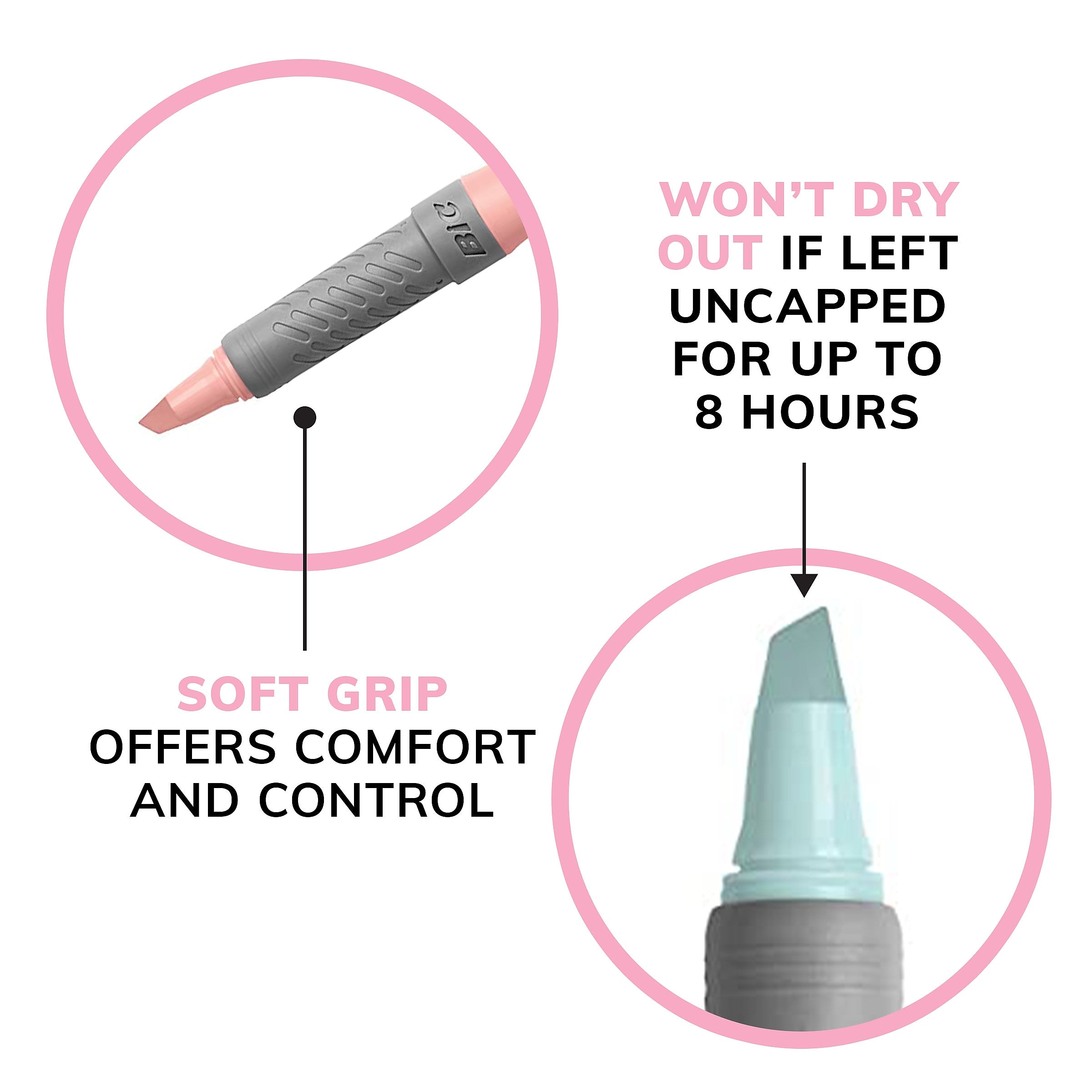 BIC Brite Liner Stick Highlighter with Grip, Chisel Tip, Assorted Pastel Colors, 6/Pack