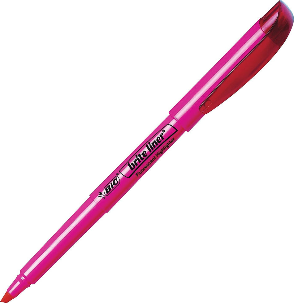 BIC Brite Liner Stick Highlighters, Chisel Tip, Fluorescent Pink, 216/Ct