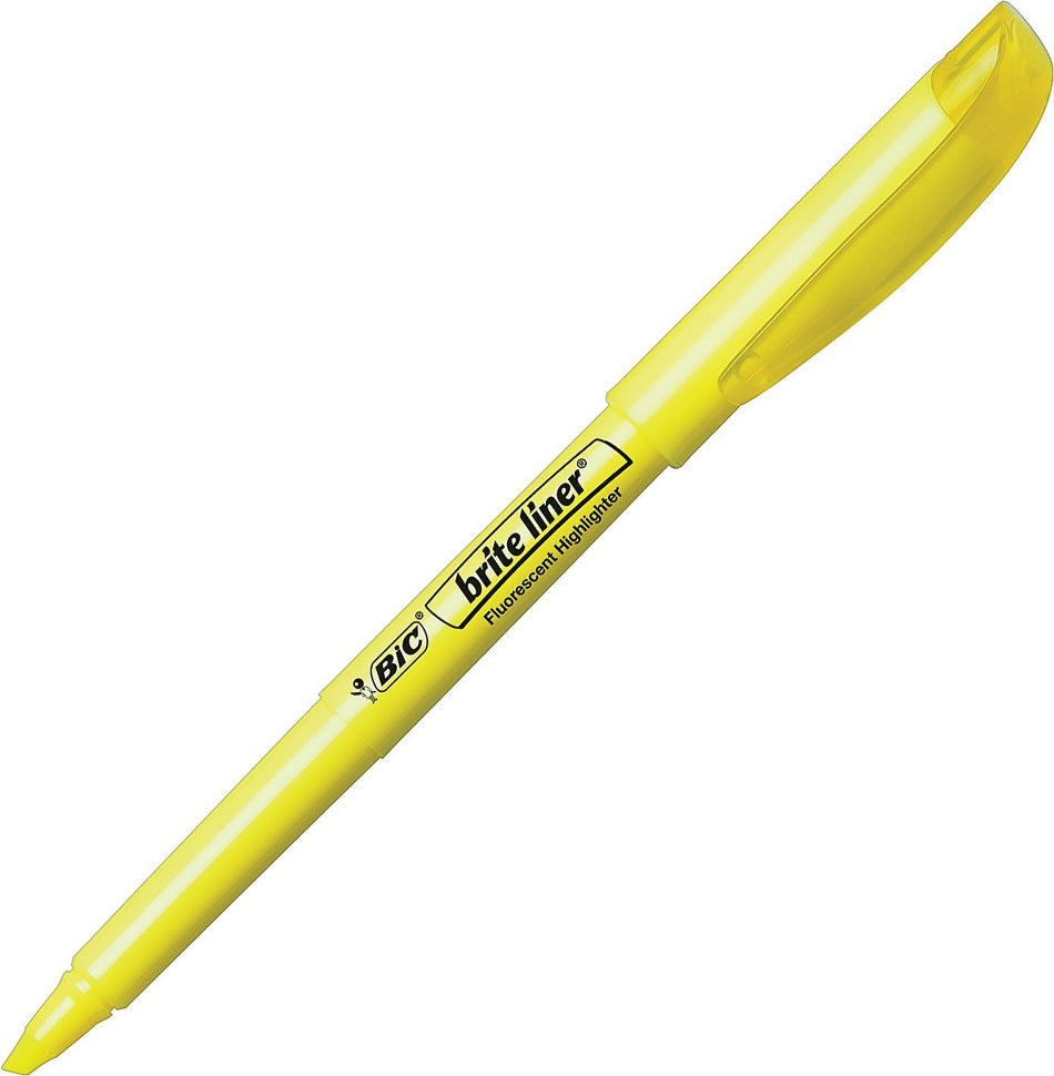 BIC Brite Liner Stick Highlighters, Chisel Tip, Fluorescent Yellow, 216/Carton