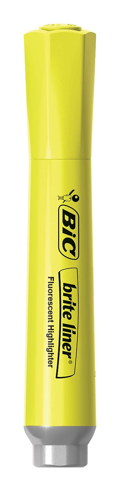 BIC Brite Liner Stick Highlighters with Grip, Chisel Tip, Yellow, Dozen