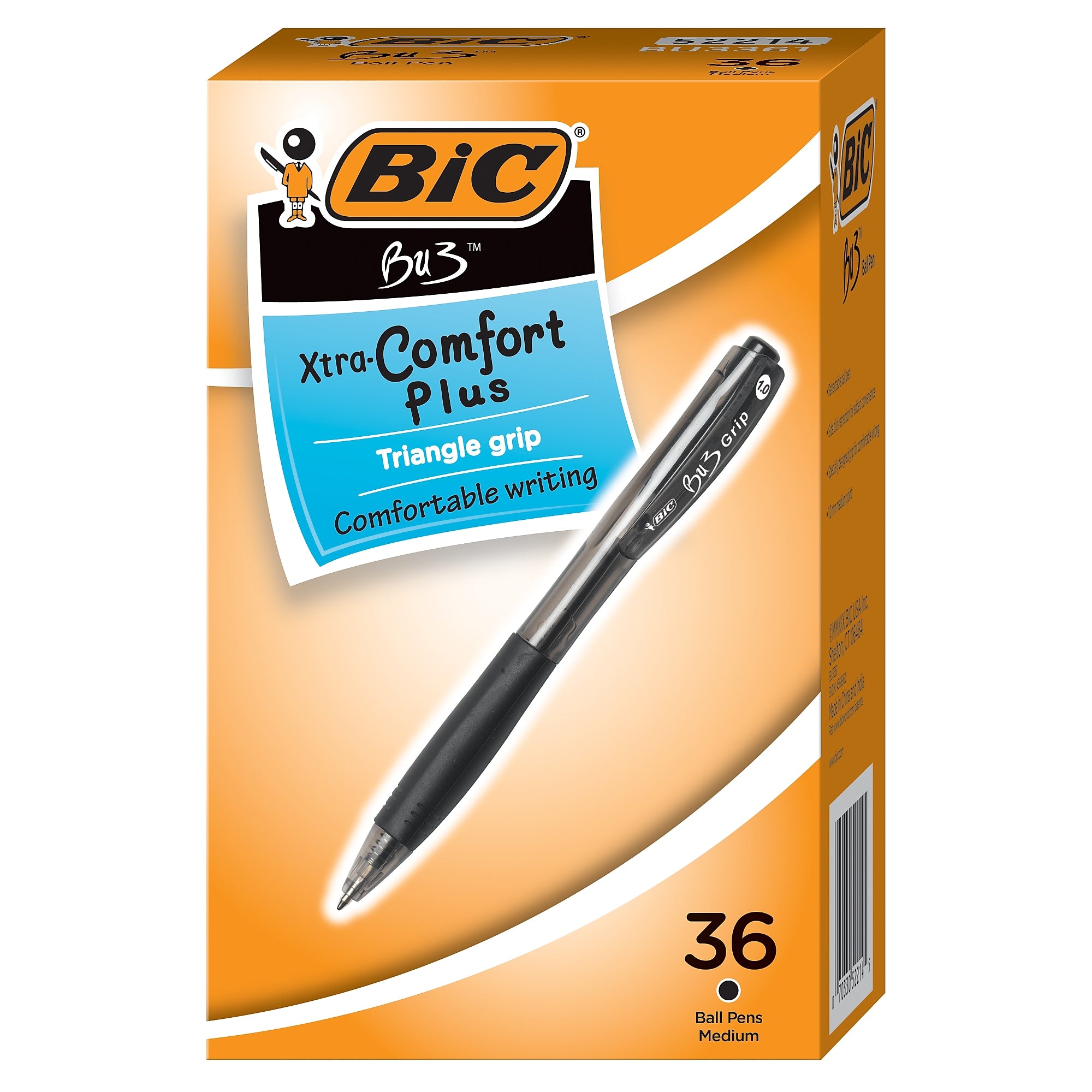 BIC BU3 Ballpoint Pens, Medium Point, Black Ink, 36/Pack