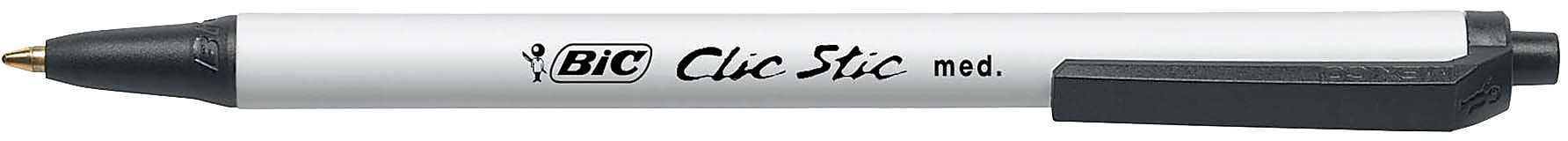 BIC Clic Stic Retractable Ballpoint Pen, Medium Point, 1.0mm, Black Ink, 24/Pack