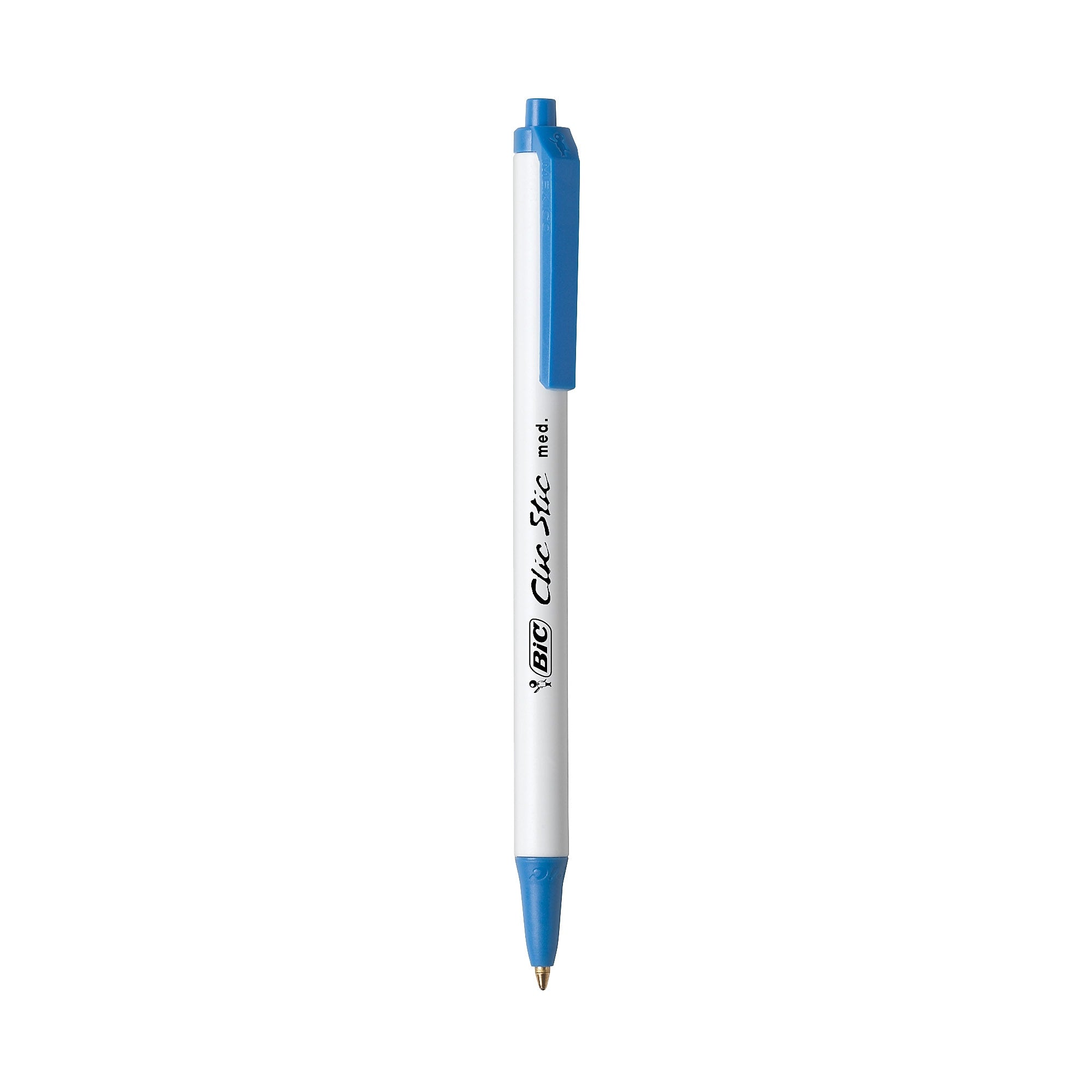 BIC Clic Stic Retractable Ballpoint Pens, Medium Point, Blue Ink, Dozen