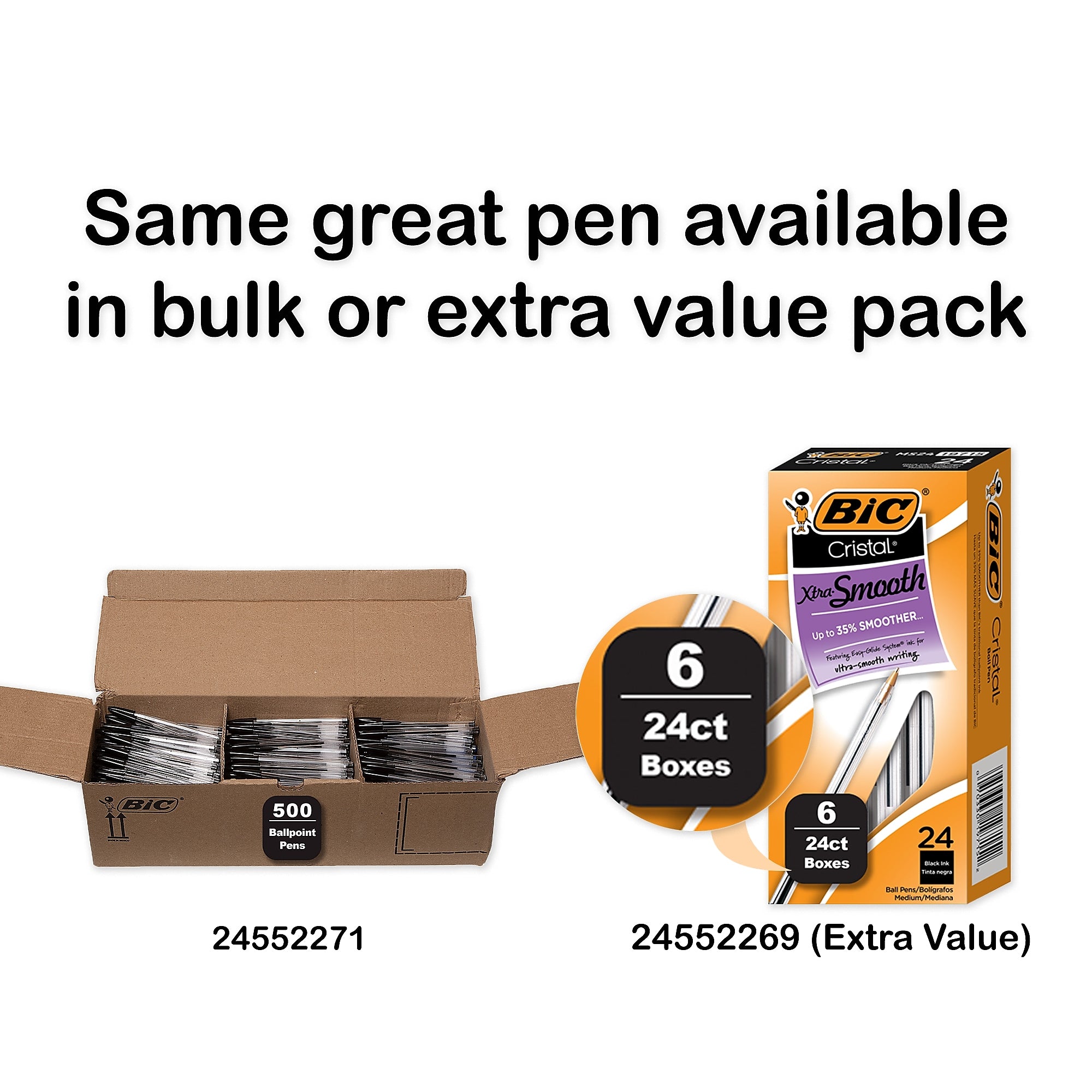 BIC Cristal Ballpoint Pens, Medium Point, Black Ink, 12/Pack