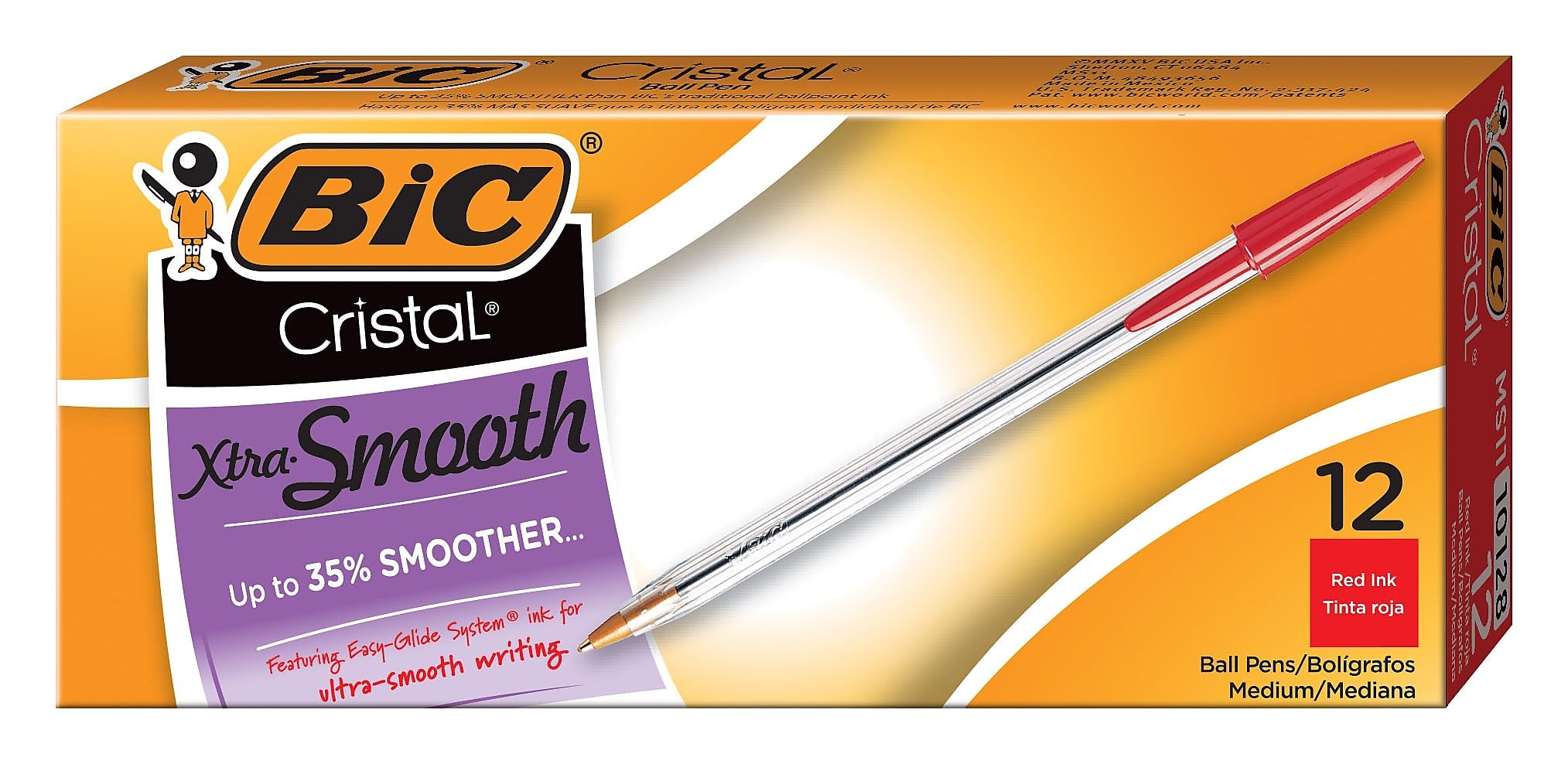 BIC Cristal Ballpoint Pens, Medium Point, Red Ink, Dozen