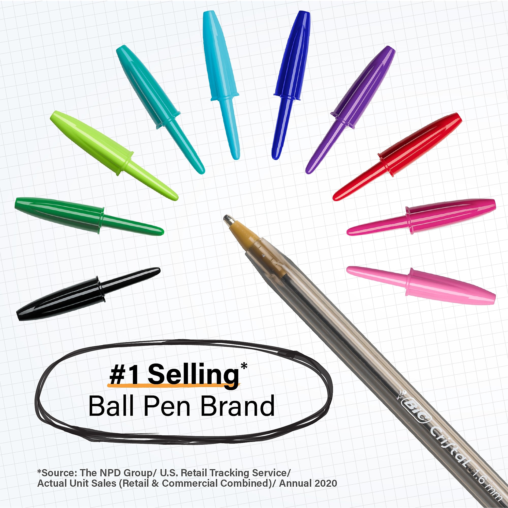 BIC Cristal Ballpoint Stick Pens, Bold Point, Assorted Ink, 24/Pack