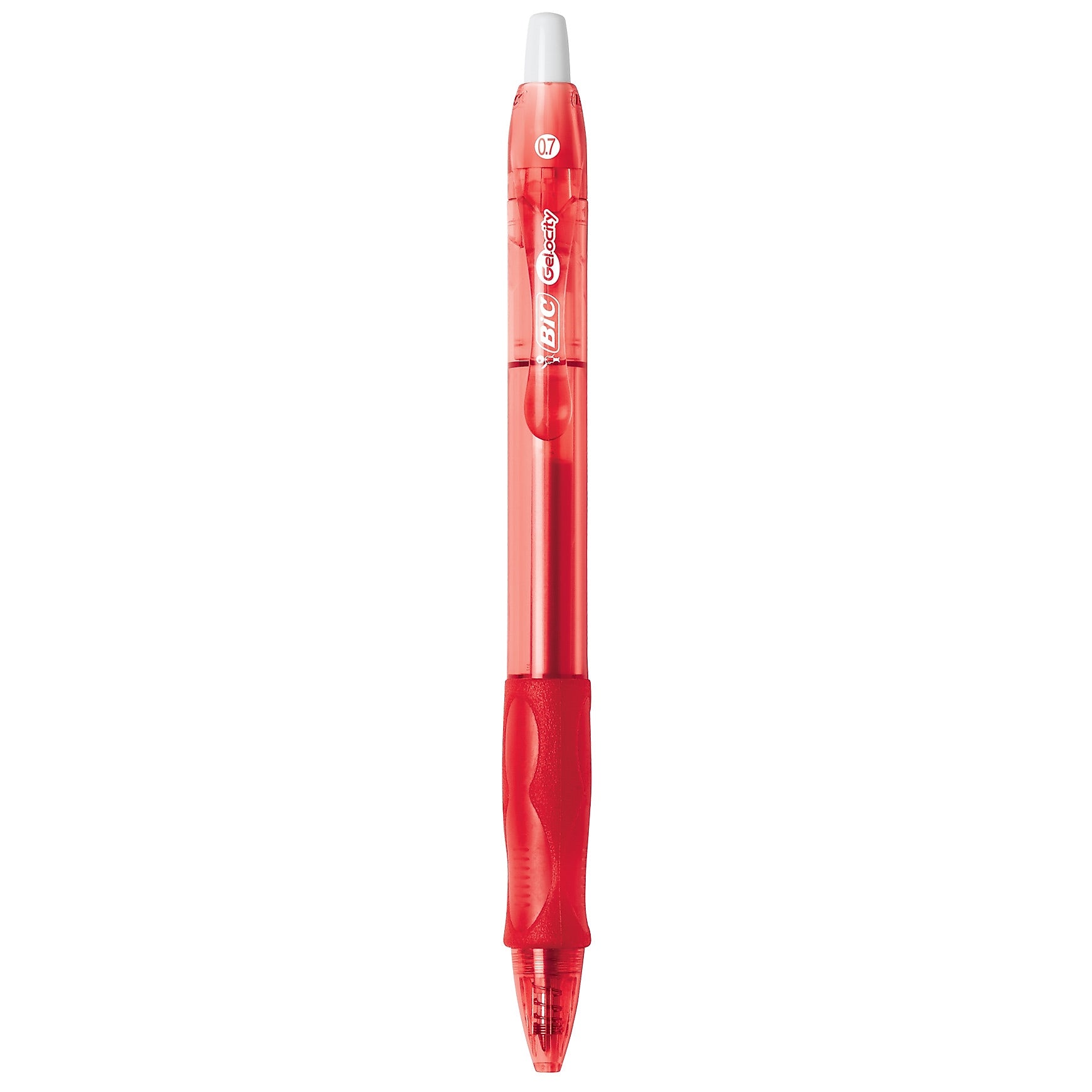 BIC Gel-ocity Original Retractable Gel Pens, Medium Point, 0.7 mm, Red Ink, 12/Pack