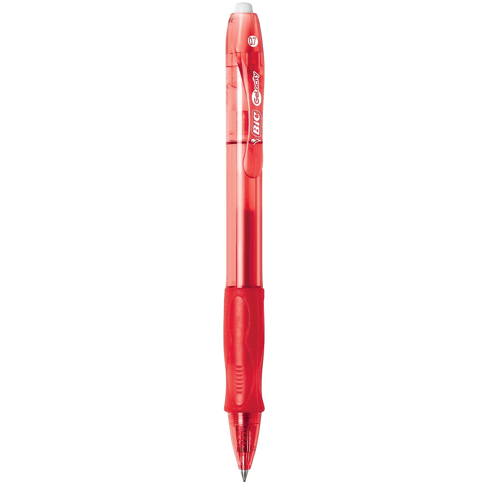 BIC Gel-ocity Original Retractable Gel Pens, Medium Point, 0.7 mm, Red Ink, 12/Pack