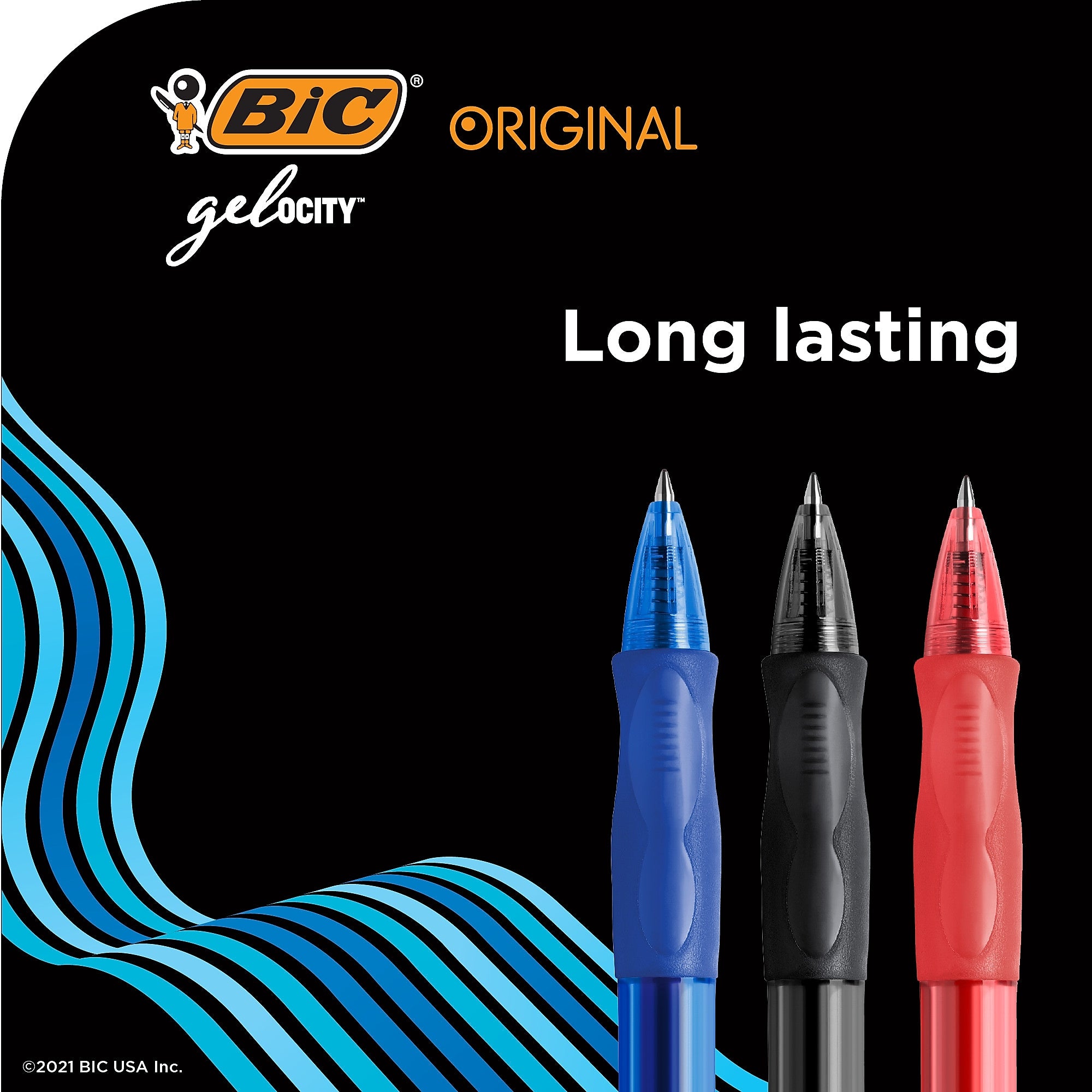 BIC Gel-ocity Original Retractable Gel Pens, Medium Point, 0.7 mm, Red Ink, 12/Pack