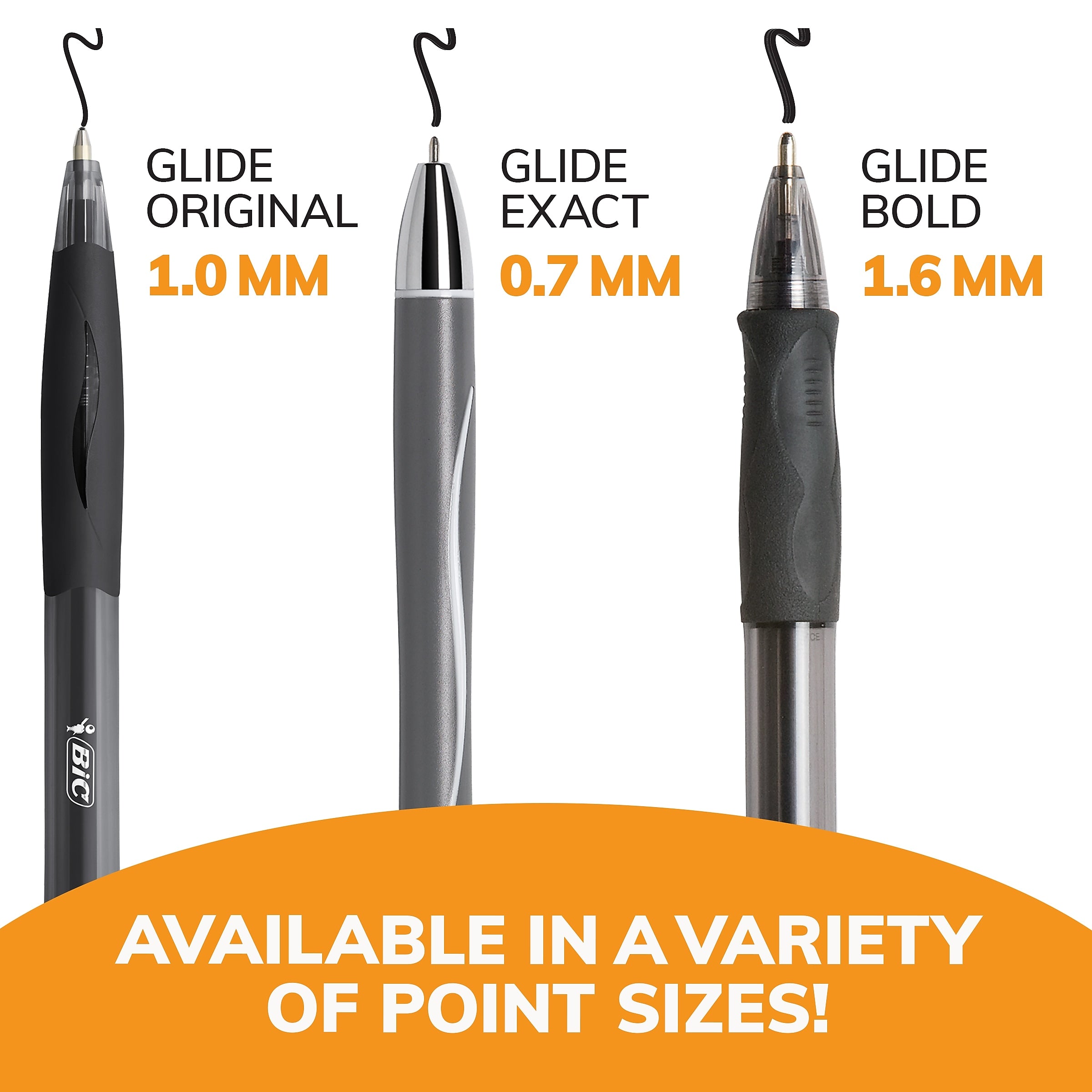 BIC Glide Bold Retractable Ballpoint Pen, Bold Point, 1.6mm, Black Ink, 36/Pack