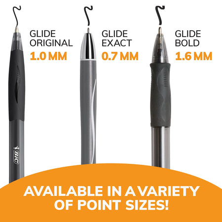 BIC Glide Bold Retractable Ballpoint Pen, Bold Point, 1.6mm, Black Ink, 36/Pack