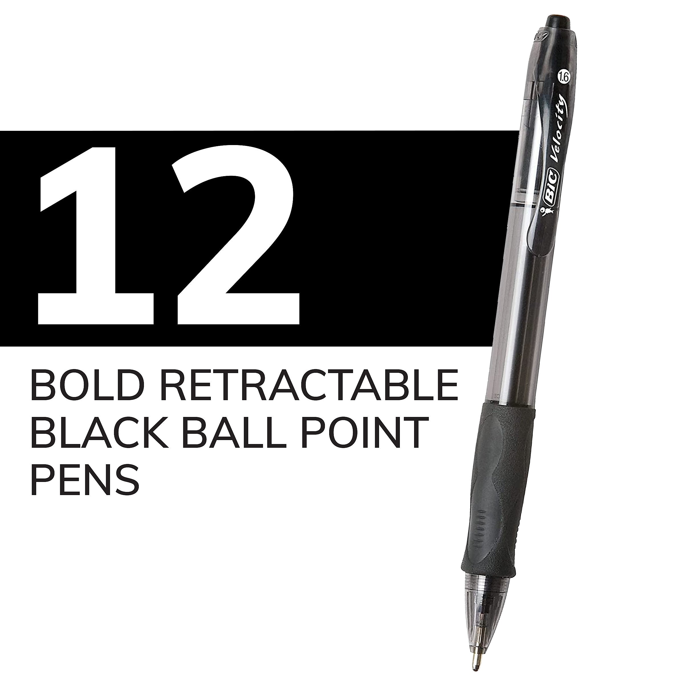 BIC GLIDE Bold Retractable Ballpoint Pen, Bold Point, 1.6mm, Black Ink, Dozen