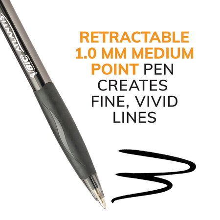 BIC Glide Retractable Ballpoint Pen, Medium Point, Black Ink, Dozen