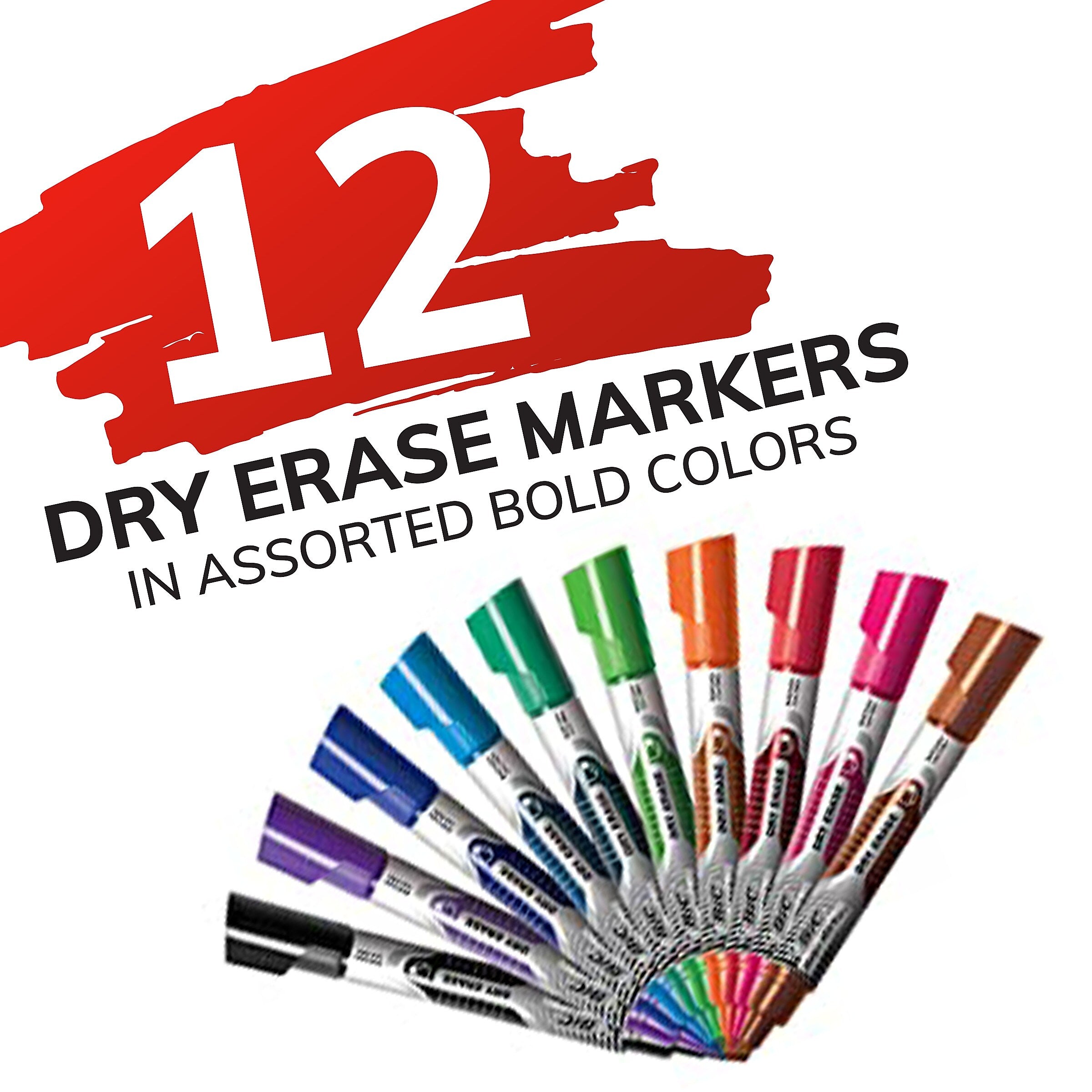 BIC Intensity Advanced Dry Erase Markers, Fine Bullet Tip, Assorted, 12/Pack