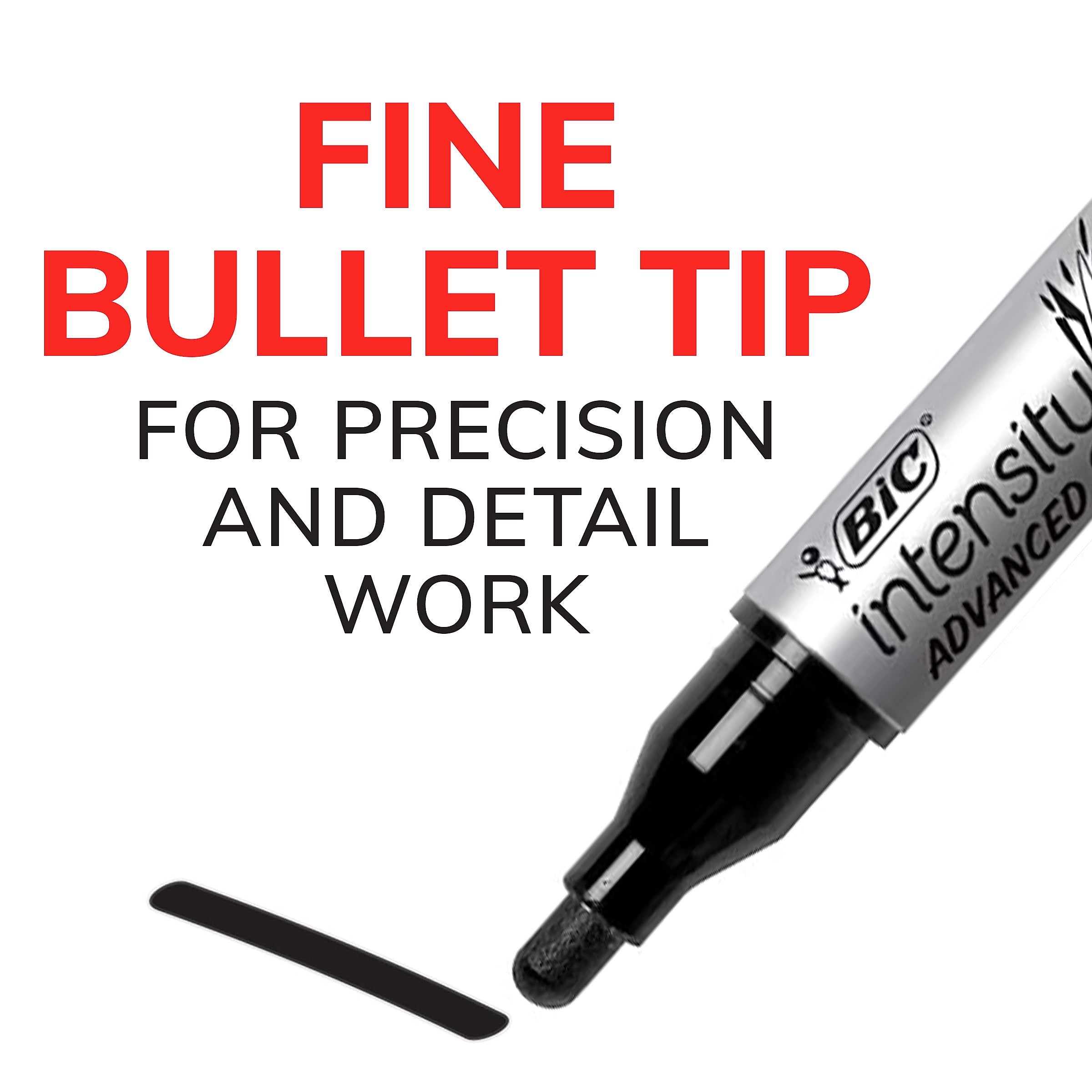 BIC Intensity Advanced Dry Erase Markers, Fine Bullet Tip, Assorted, 12/Pack