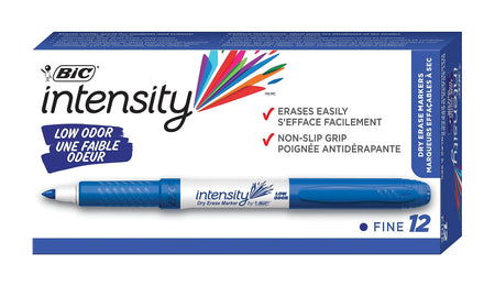 BIC Intensity Dry Erase Markers, Fine Tip, Blue, 12/Pack