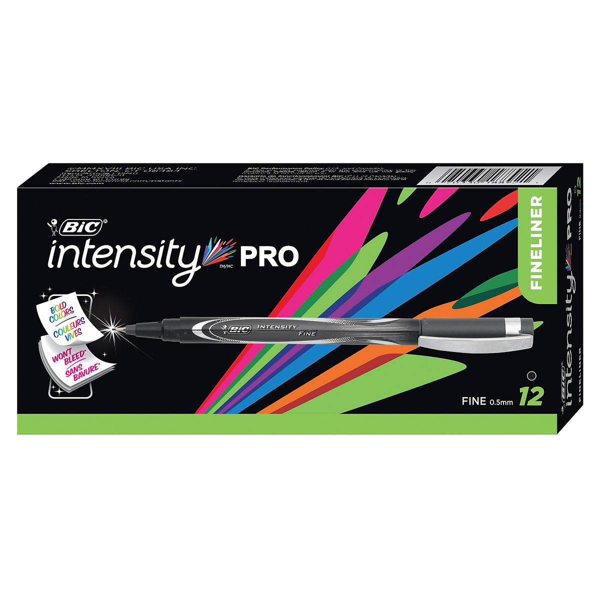 BIC Intensity Felt Pens, Fine Point, Black Ink, Dozen