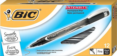 BIC Intensity Felt Pens, Fine Point, Black Ink, Dozen