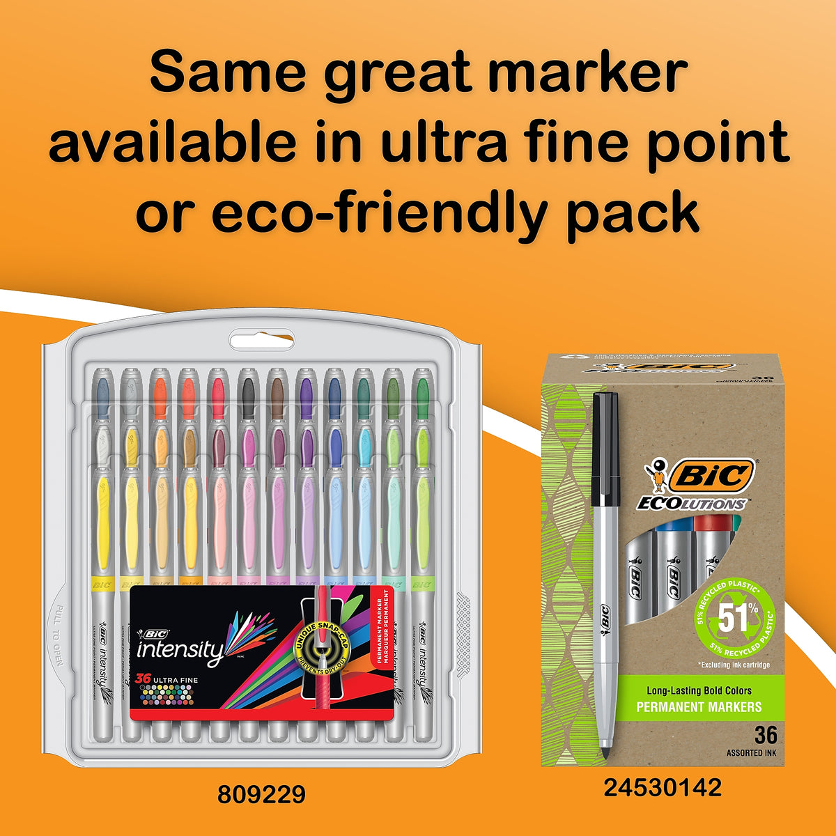 BIC Intensity Permanent Markers, Fine Tip, Assorted, 36/Pack