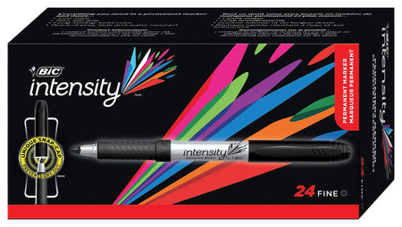 BIC Intensity Permanent Markers, Fine Tip, Black, 24/Pack