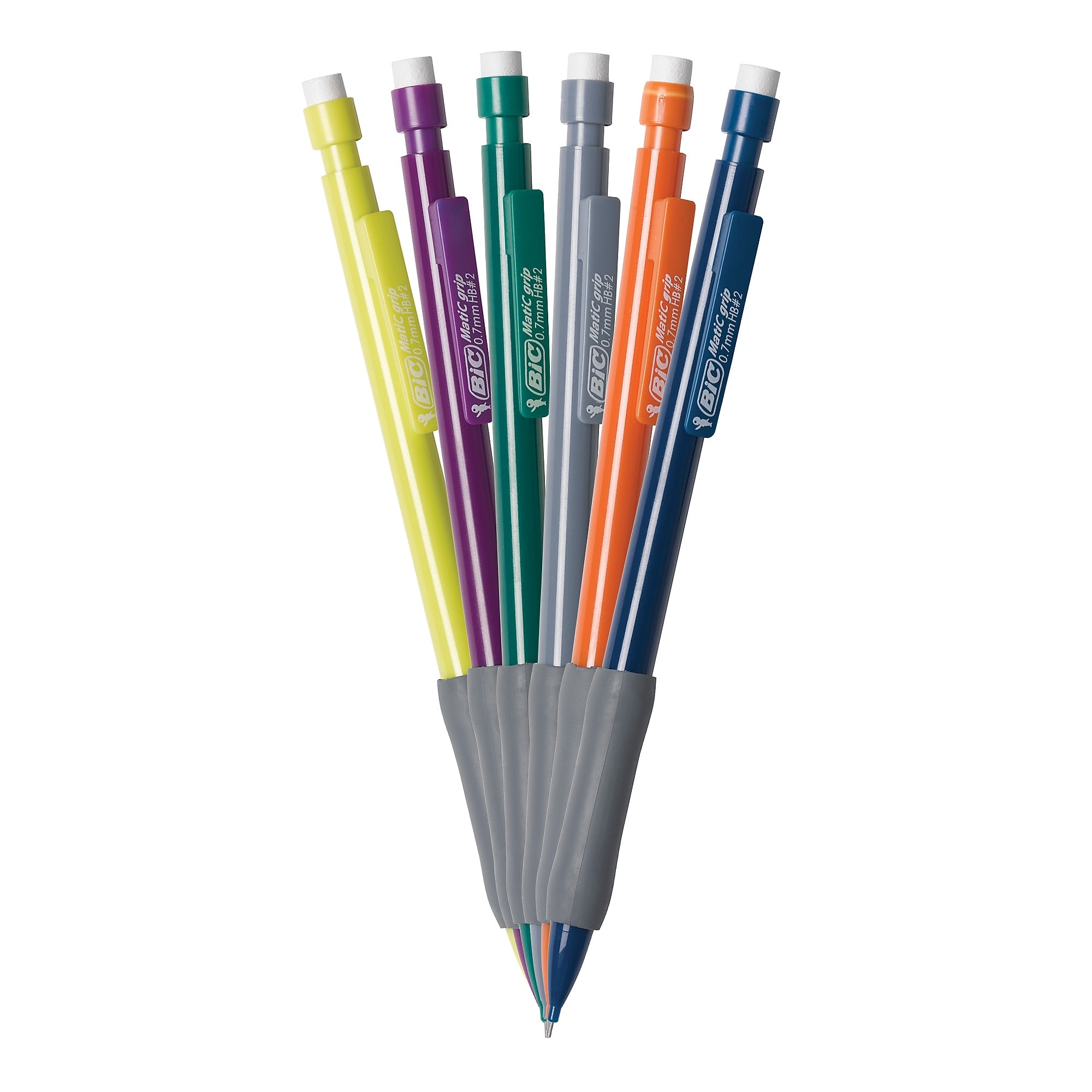 BIC Matic Grip Mechanical Pencil, 0.5mm, #2 Hard Lead, 6/Pack