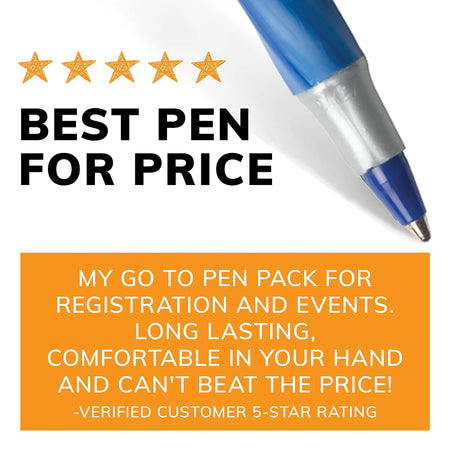 BIC Round Stic Grip Xtra Comfort Ballpoint Pens, Medium Point, Blue Ink, 12/Pack