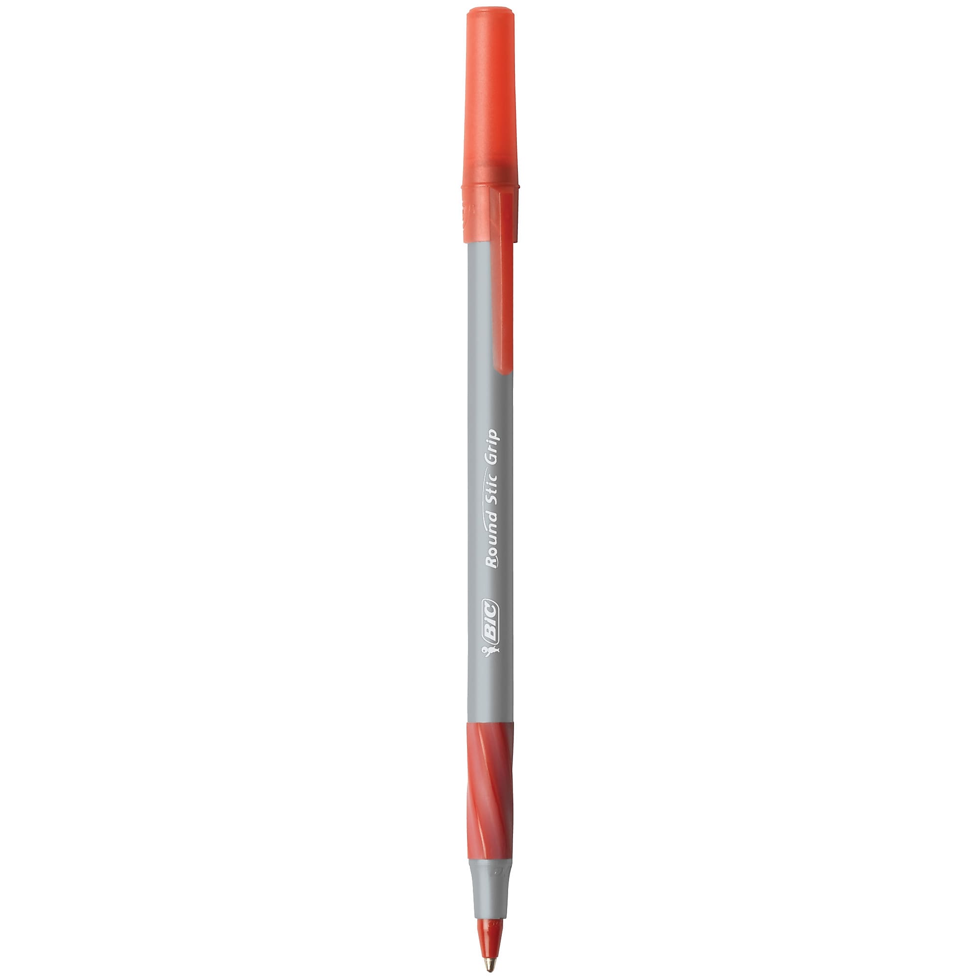 BIC Round Stic Grip Xtra Comfort Ballpoint Pens, Medium Point, Red Ink, Dozen