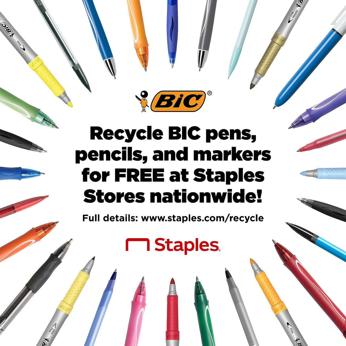 BIC Round Stic Xtra-Life Ballpoint Pen, Medium Point, 1.0mm, Black Ink, Dozen