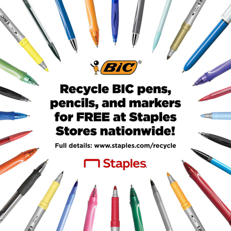 BIC Round Stic Xtra-Life Ballpoint Pen, Medium Point, 1.0mm, Black Ink, Dozen