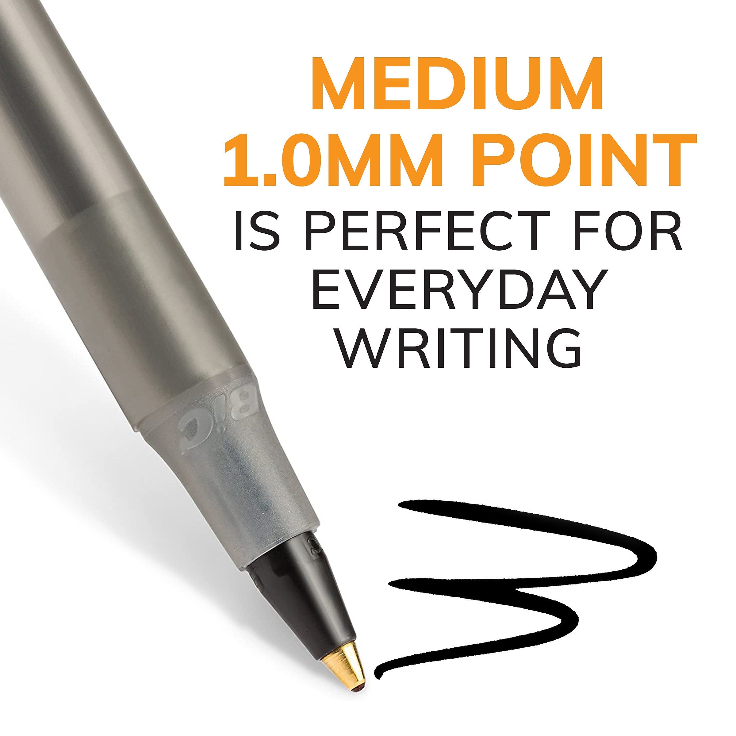 BIC Round Stic Xtra Life Ballpoint Pen, Medium Point, Black Ink, 144/Pack
