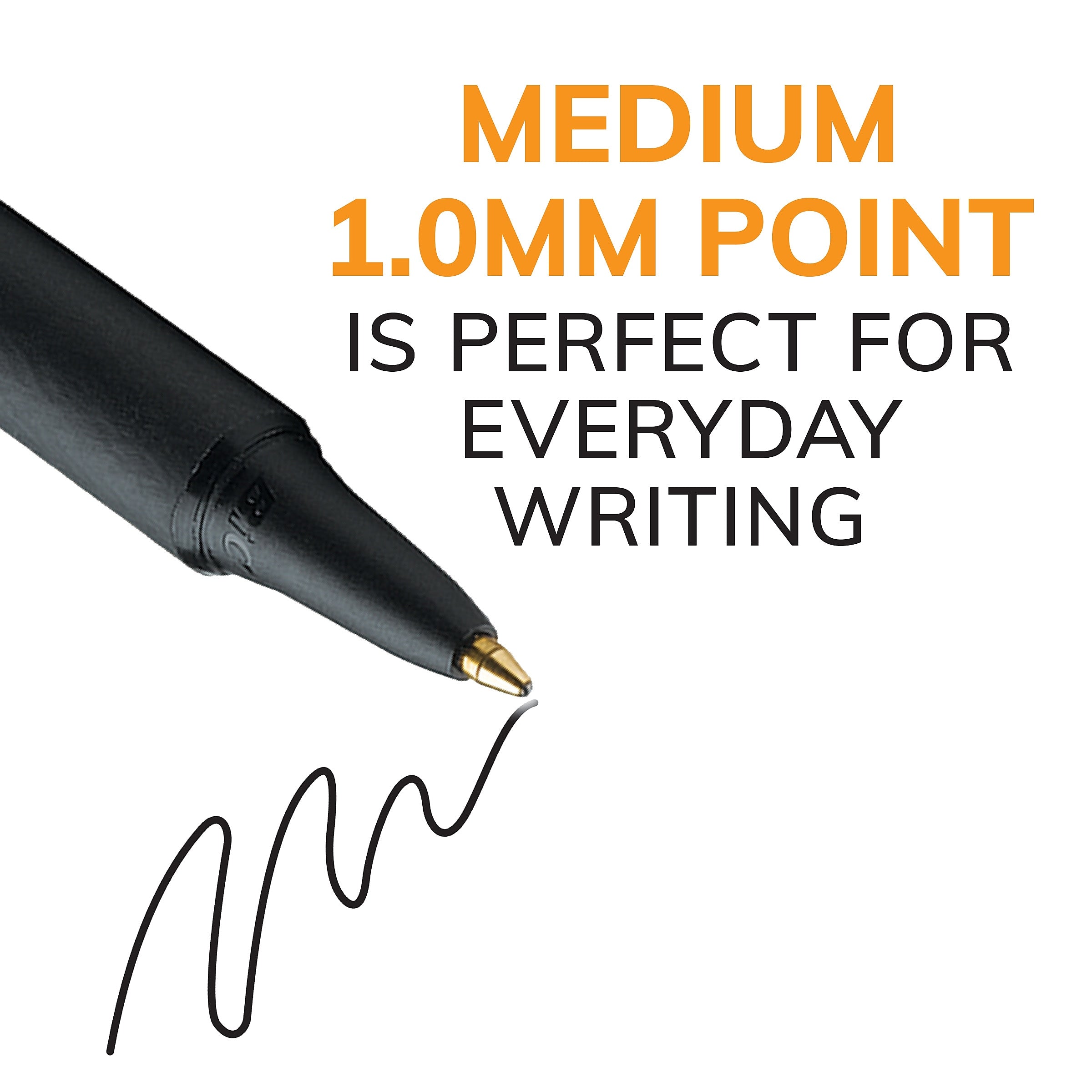 BIC Soft Feel Retractable Ballpoint Pens, Fine Point, 0.8mm, Black Ink, Dozen
