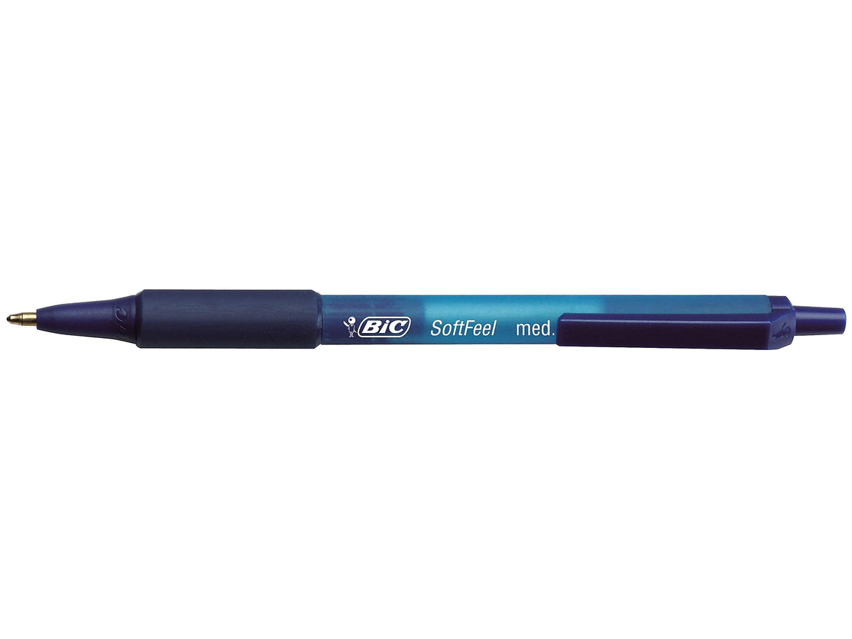 BIC Soft Feel Retractable Ballpoint Pens, Medium Point, 1.0mm, Blue Ink, 36/Pack