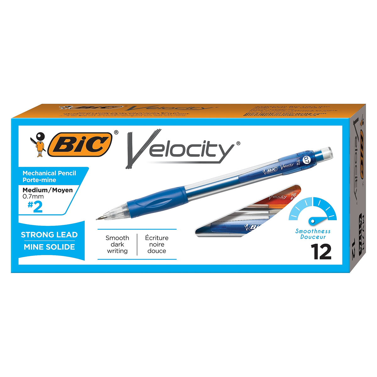 BIC Velocity Mechanical Pencil, 0.7mm, #2 Hard Lead, 12/Pack