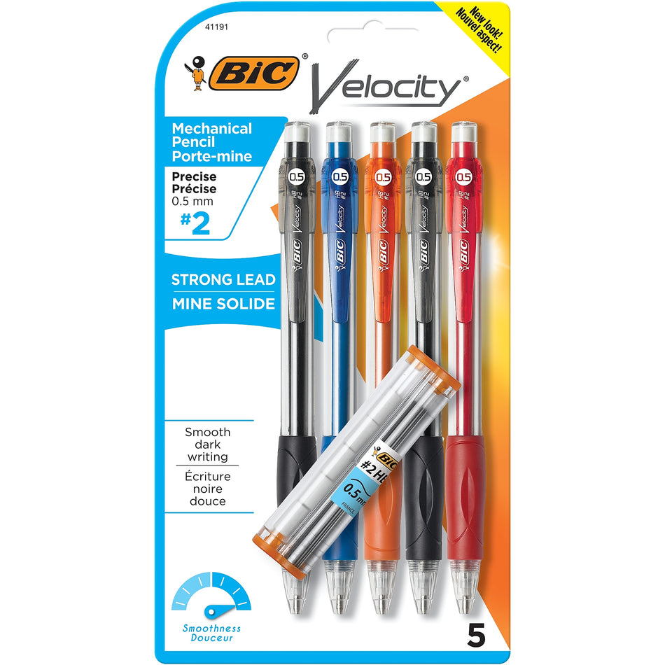 BIC Velocity Mechanical Pencil, 0.7mm, #2 Hard Lead, 5/Pack