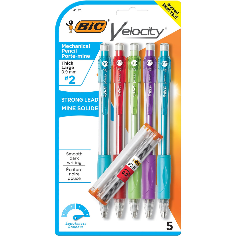 BIC Velocity Mechanical Pencil, 0.9mm, #2 Hard Lead, 5/Pack