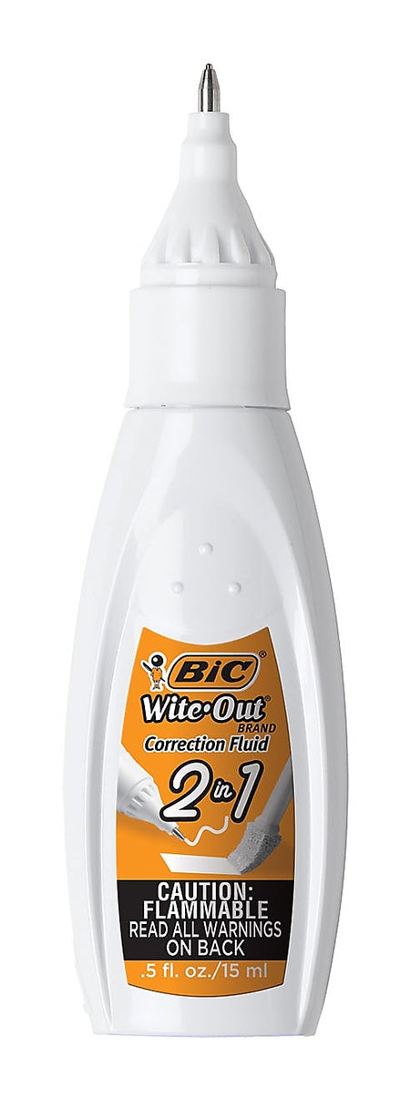 BIC Wite-Out 2-in-1 Correction Fluid, 15 ml., White