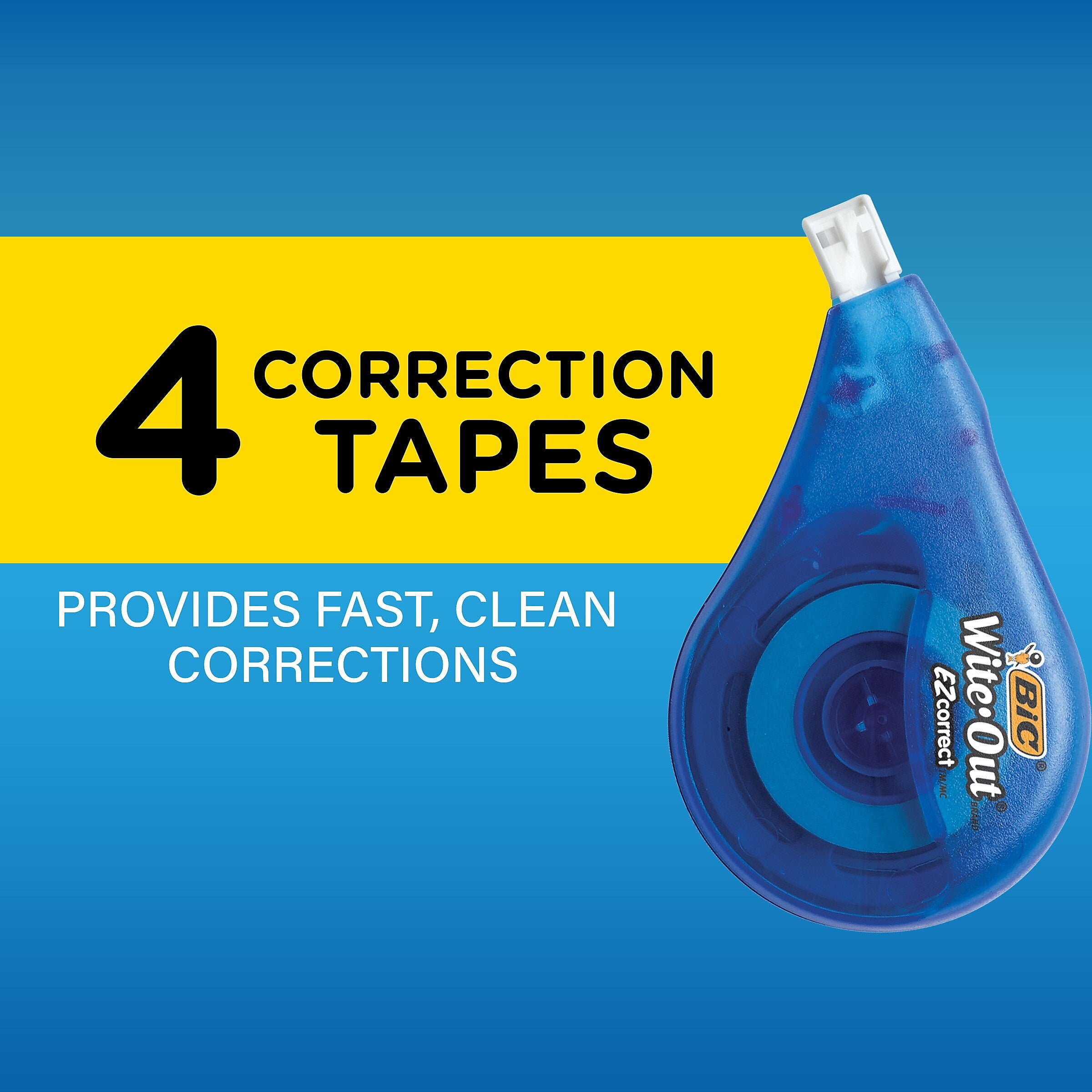 BIC Wite-Out Correction Tape, White, 4/Pack